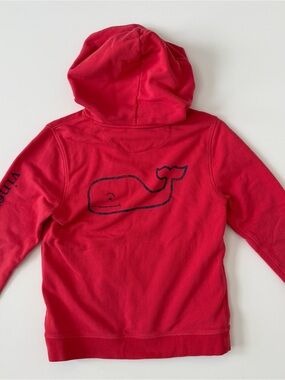 Vineyard Vines Youth Coral Red with Navy Whale Pullover Hoodie